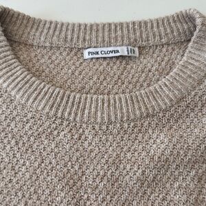 Pink Clover Beige Textured Pullover